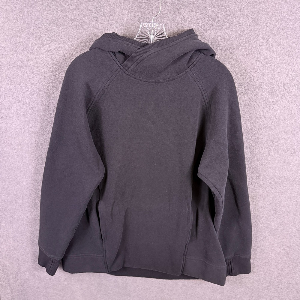Lululemon Scuba Pullover Hoodie Women 12 Black Long Sleeve Thumbholes Fleece